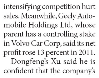 Dongfeng says sales growth to double forecast