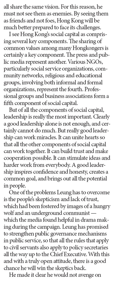 Capitalizing on Hong Kong's social capital