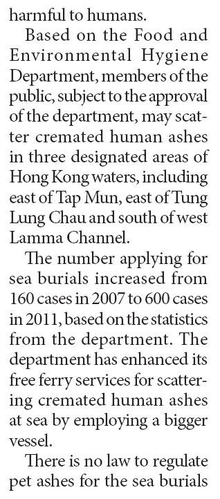 Cremated remains cited as risk to sea stocks
