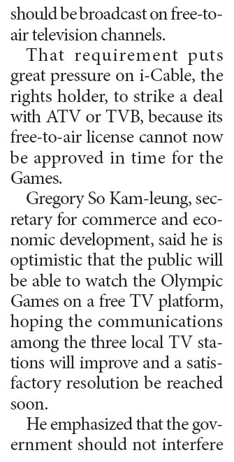 Free TV runners take Olympics coverage squabble to IOC