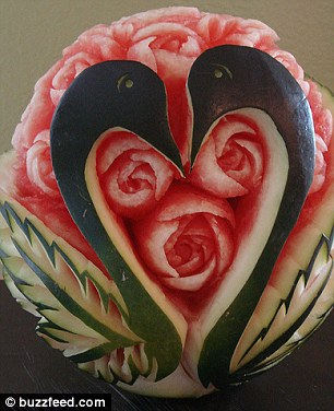 日本廚師愛(ài)刻西瓜 闖出名聲被贊“米開(kāi)朗琪羅”