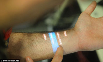 美科學家研究手臂觸摸屏 打電話只需點擊皮膚