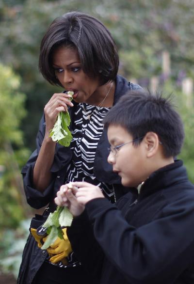 白宮菜園大豐收 第一夫人與小學生共享采摘之樂