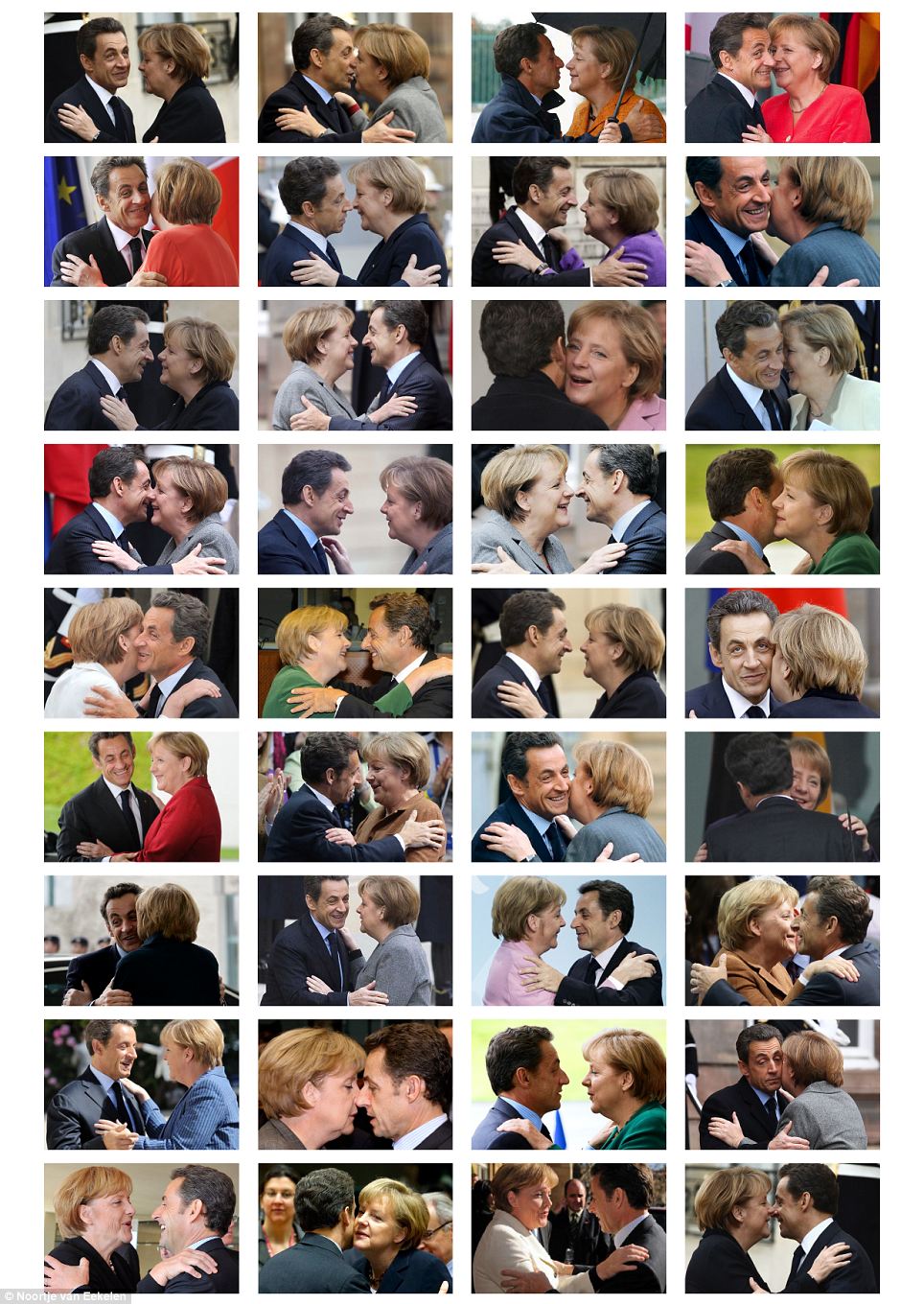 默克爾的五彩衣櫥:藝術(shù)家將50張德總理著裝圖拼成“潘通色卡”