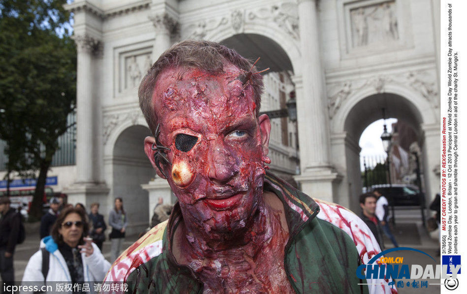 數千“僵尸”集體出街 英國倫敦變“鬼城”