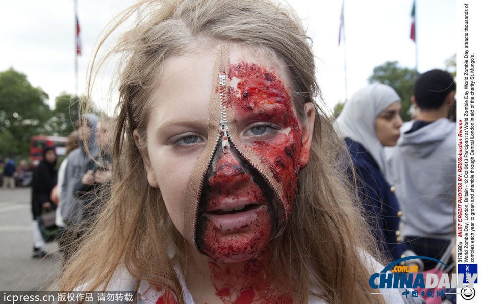 數千“僵尸”集體出街 英國倫敦變“鬼城”