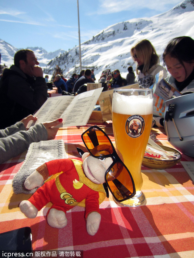 玩具猴環球之旅各大景點合影留念