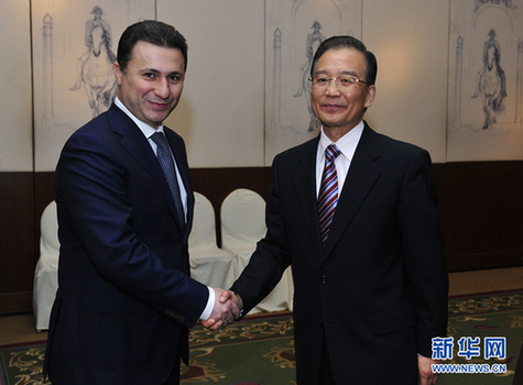 溫家寶會(huì)見馬其頓共和國(guó)總理尼古拉·格魯埃夫斯基