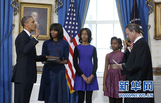 奧巴馬在白宮舉行宣誓儀式開始第二任期