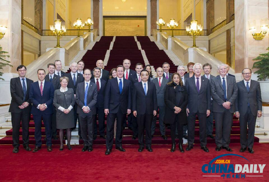 李克強與卡梅倫共同會見英國企業家代表