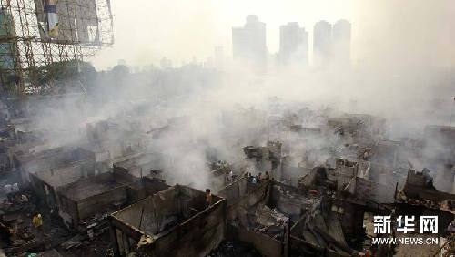 菲律賓首都大馬尼拉地區(qū)馬卡蒂市火災現(xiàn)場