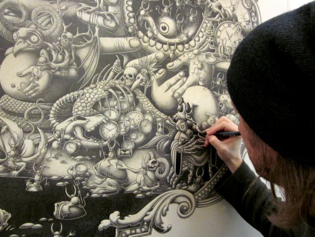 圖：美國男子花費10個月繪制巨幅鉛筆畫