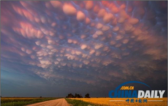 組圖：美國密歇根出現罕見橙色乳房云 美不勝收