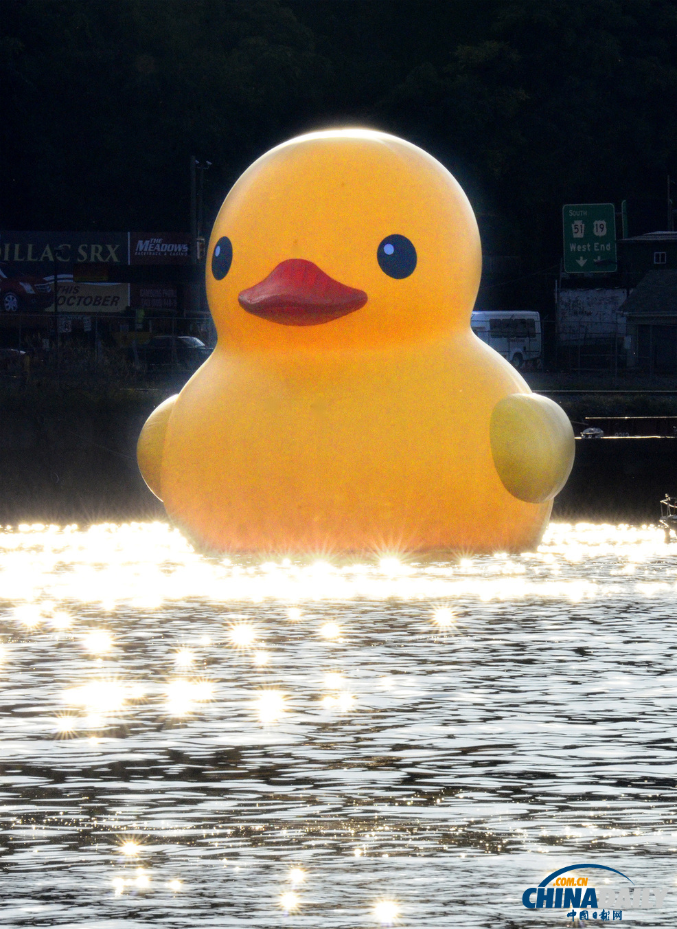 匹茲堡市迎來第一只美國版超萌“大黃鴨”(組圖)