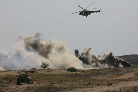 中哈聯合反恐演習第一階段實兵演練開始