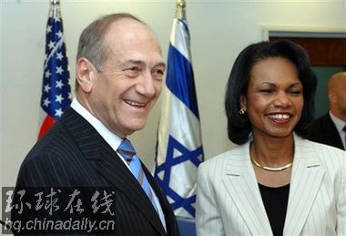 賴斯會晤奧爾默特 提出“新中東”口號