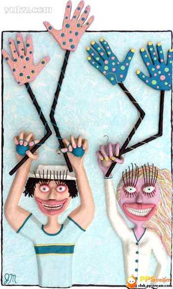 用口香糖貼成的趣味圖畫