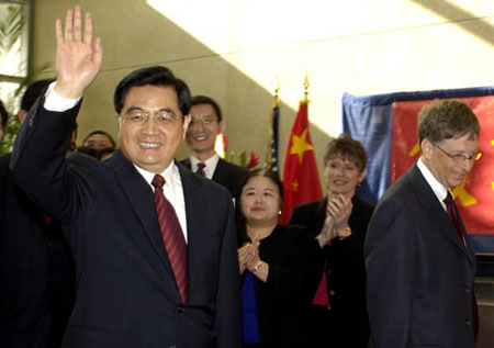 胡錦濤參觀美國微軟公司