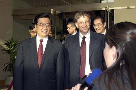 胡錦濤參觀美國微軟公司