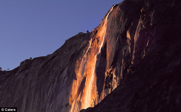 圖：美國加州驚現(xiàn)“火瀑布”流水似巖漿