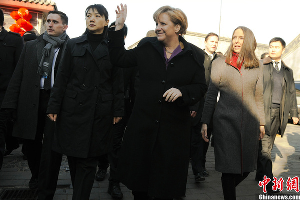 德國總理默克爾游覽北京南鑼鼓巷文化街(組圖)