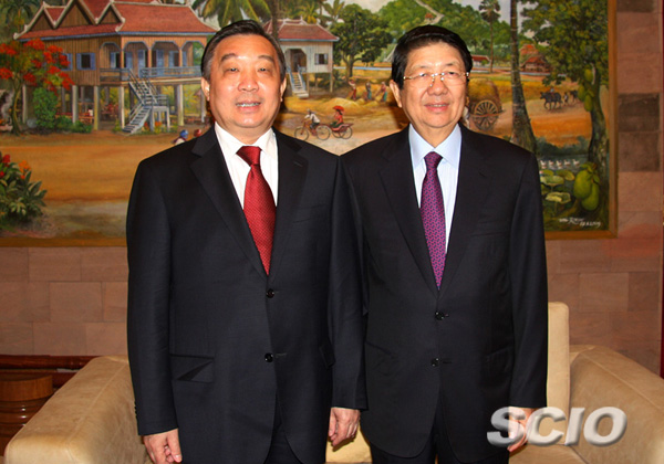 柬埔寨副首相索安會見國務院新聞辦公室主任王晨