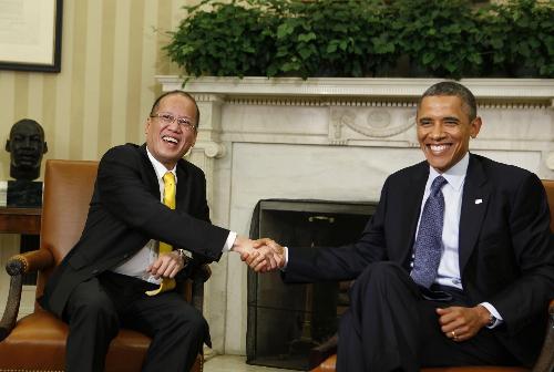 奧巴馬首次在白宮會見阿基諾 菲律賓大批民眾抗議