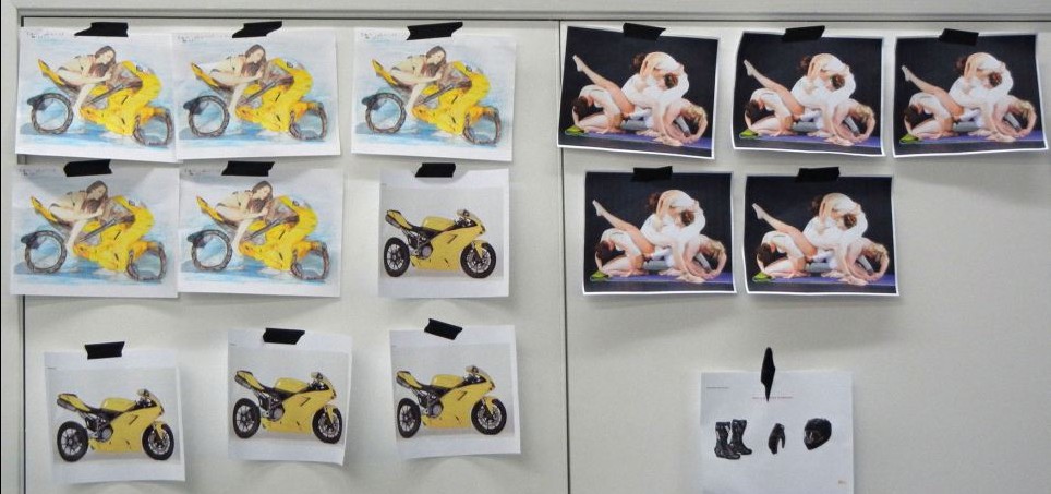 流淌的線條流動的色彩 美女模特用身體拼裝“人肉摩托車”