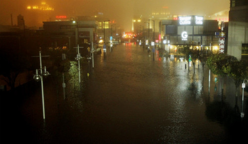 A flooded street is seen at nightfall during rains from Sandy on Monday, October 29, in Atlantic City, New Jersey. The storm made landfall over the New Jersey coast Monday evening. <a href='http://www.cnn.com/2012/10/29/us/gallery/ny-braces-sandy/index.html'>View photos of New York bracing for impact.</a>