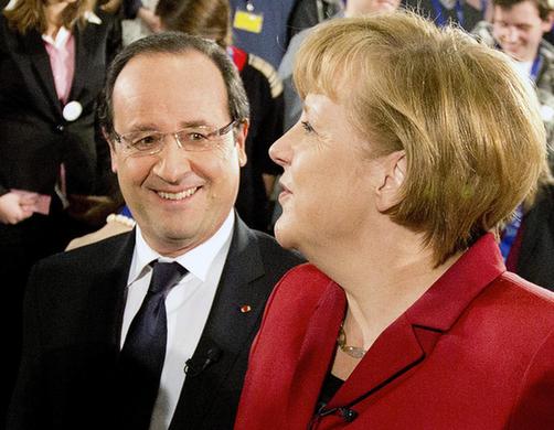 圖:德法兩國慶“金婚” 默克爾奧朗德“秀恩愛”