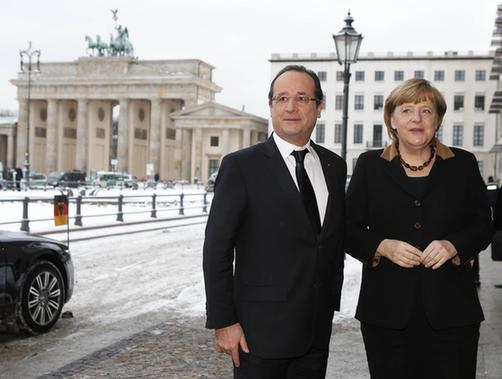 圖:德法兩國慶“金婚” 默克爾奧朗德“秀恩愛”