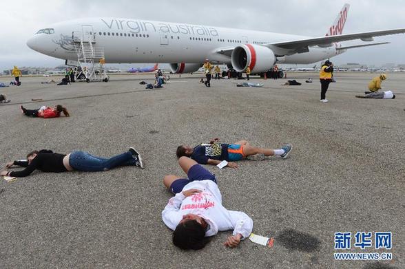 洛杉磯進行空難應急演練