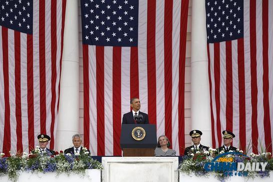 美國陣亡將士紀(jì)念日：奧巴馬前往公墓獻(xiàn)花圈