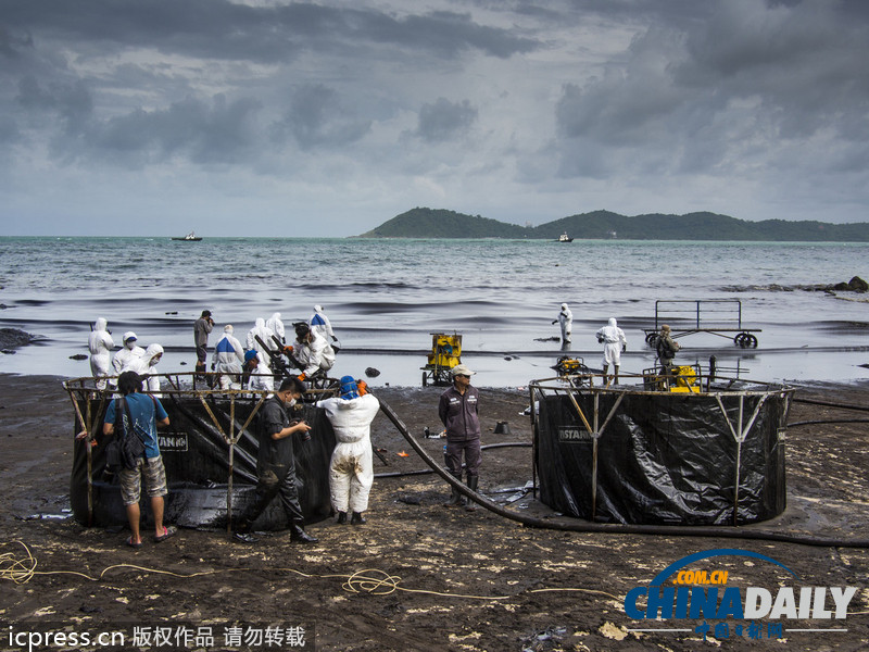 泰國原油泄漏擴散至旅游勝地沙美島（高清組圖）