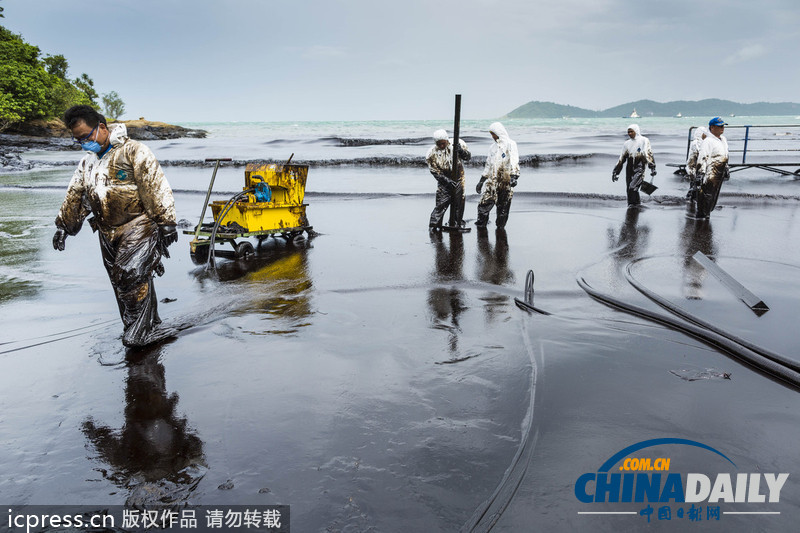泰國原油泄漏擴散至旅游勝地沙美島（高清組圖）