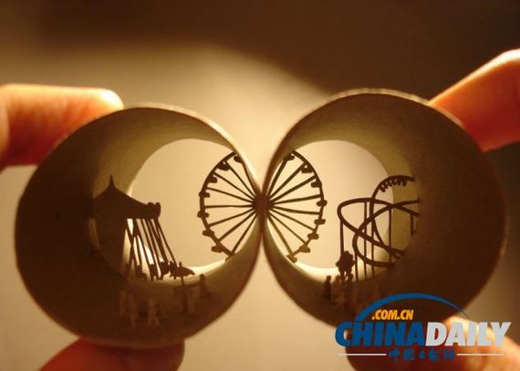 衛生紙筒內別有天地 法國藝術家紙筒內打造精細小世界