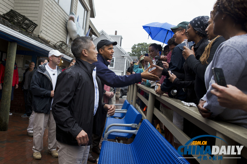 美國總統奧巴馬悠閑度假 現身餐館引圍觀