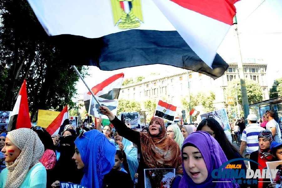 世界各地民眾示威游行 抗議埃及“大屠殺”（組圖）