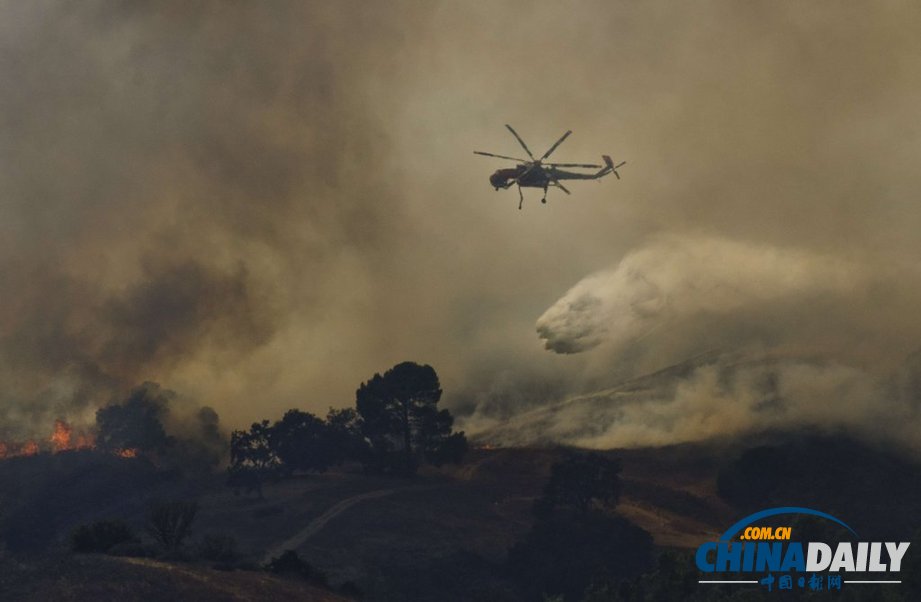 美國洛杉磯一汽車起火引發森林火災 濃煙滾滾（圖）