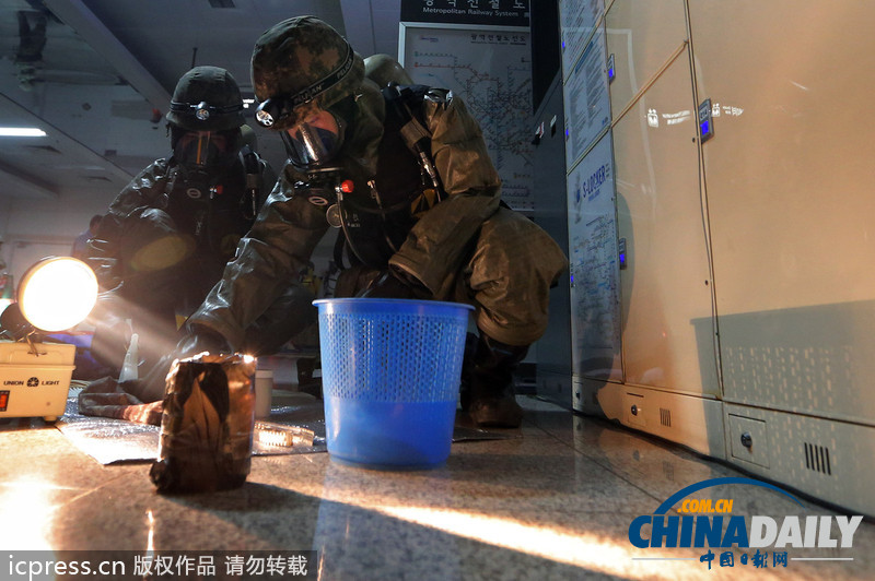 韓美舉行“乙支”軍演 首爾車站進(jìn)行反恐演習(xí)（組圖）