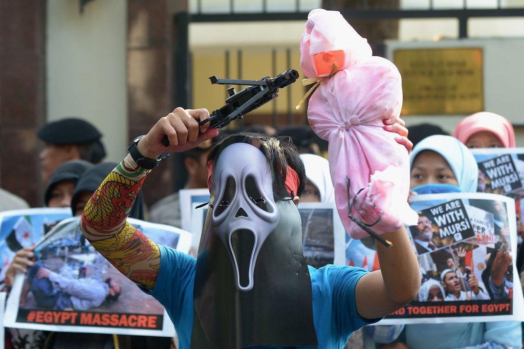 印尼數千穆斯林集會聲援埃及民眾 痛批奧巴馬（圖）