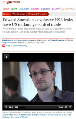 英國《衛報》最早報道了斯諾登泄密信息