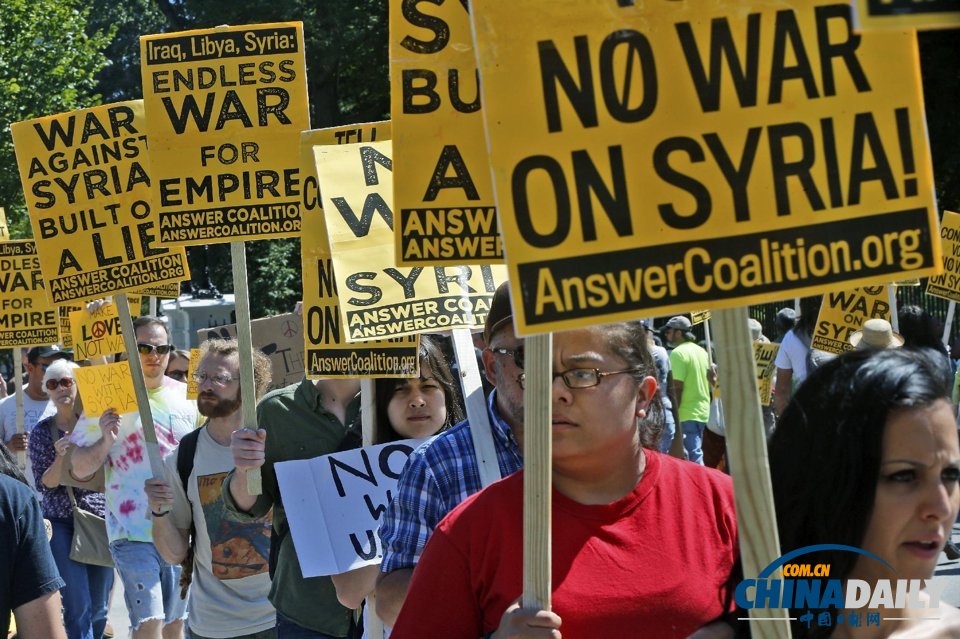 美國(guó)爆發(fā)示威 反對(duì)軍事干預(yù)敘利亞