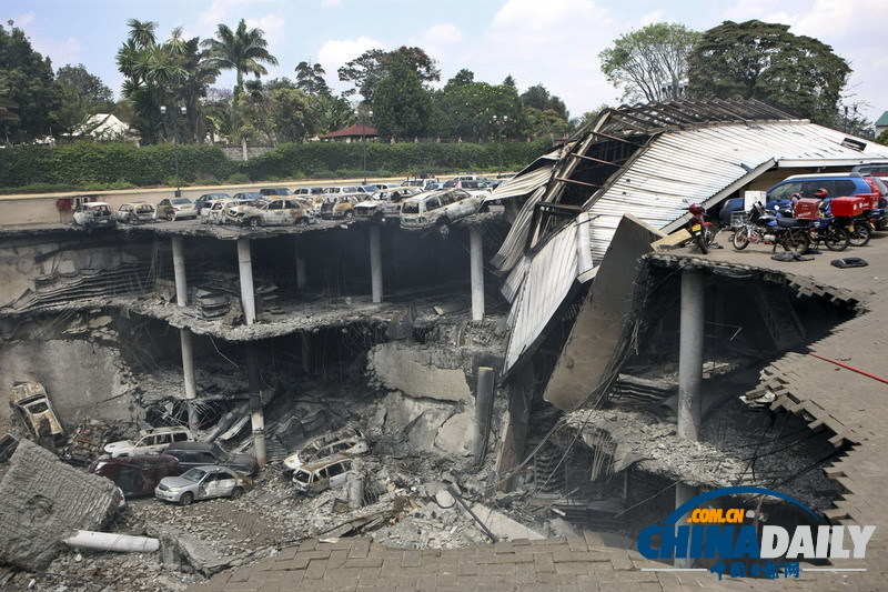 肯尼亞商場槍戰結束 交火現場成一片廢墟