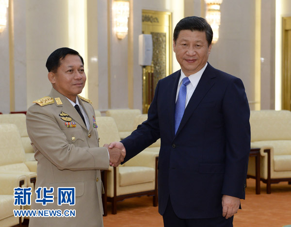 習近平會見緬甸國防軍總司令敏昂萊