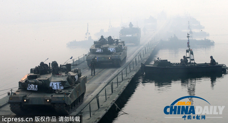 韓國漢江舉行護國軍演 裝甲車齊出動（組圖）