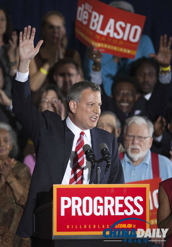 紐約24年首迎民主黨市長 白思豪推特“感謝紐約”（高清組圖）