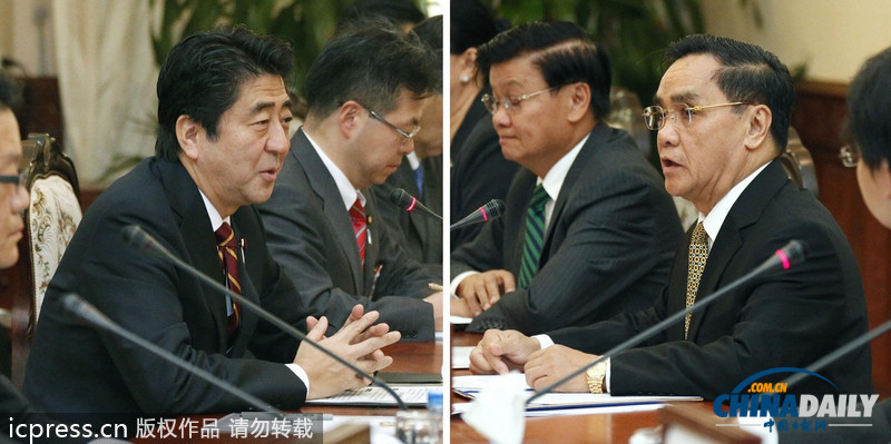 安倍晉三訪問老撾 以金援換支持“入常”（圖）