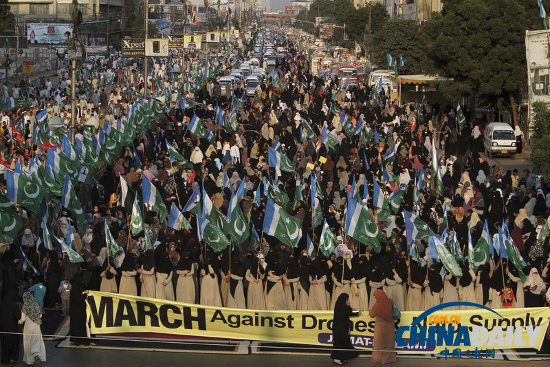 巴基斯坦民眾集會抗議美軍無人機轟炸