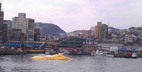 基隆小黃鴨中午突然爆掉 賞鴨民眾當場傻眼（圖）